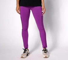 LOGO Layers by Lori Goldstein Leggings w/ Lace Panel grape Petite Medium A632680