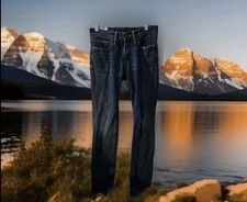 ABERCROMBIE KIDS Boys Straight Dark Wash Distressed Blue Denim Jeans 14