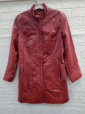 Pre-owned Danier Red Genuine Leather Coat Women's US Size 10-12
