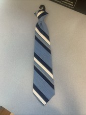 New VTG Sears Tie The Men's Store Necktie Herringbone Striped White Gray Blue
