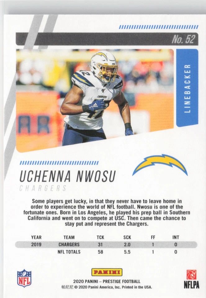 2020 Panini Prestige #52 Uchenna Nwosu - Image 2 of 2