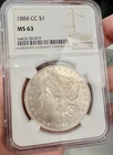 1884-CC Morgan Silver Dollar $1 Carson City NGC MS63 Cert 6463130-019