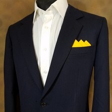 Men's Cotton 3 Point Pre-folded Pocket Square Handkerchief Insert - Gold Tone
