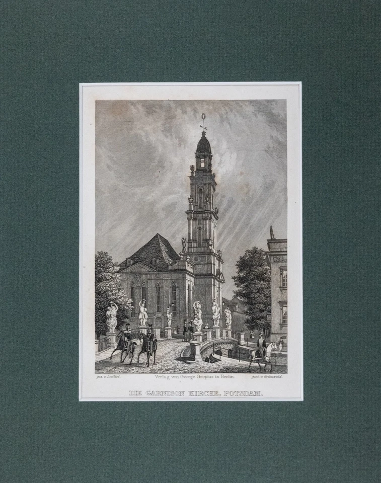 Potsdam Garnison Kirche Orig. Stahlstich Grünewald aus Spiker 1833 Passepartout - Bild 3 von 4