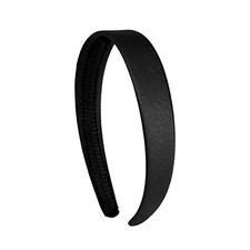 Black 1 Inch Satin Hard Headband Solid Hair band for Women and Girls