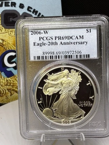2006-W SILVER American Eagle PROOF PCGS PR69 DCAM 20th .999 Fine 1 Oz PF 69 Tone
