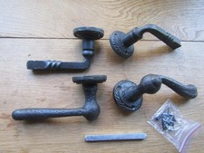 Pair of LEVER ON ROSE cast iron Antique iron rustic door handles lever latch
