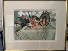 Original Vonnie Whitworth Watercolor 1992 - Pink Lilly And Lace Signed Wcoa