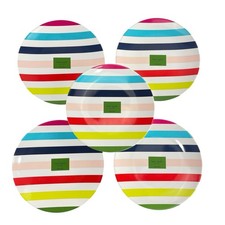 New Kate Spade Salut Multi Stripe 11" Melamine Dinner Plates Set of 5