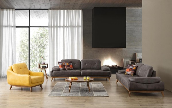 Stilvolle Wohnzimmer Designer Garnitur Dreisitzer Moderner Sessel 2Tlg-image