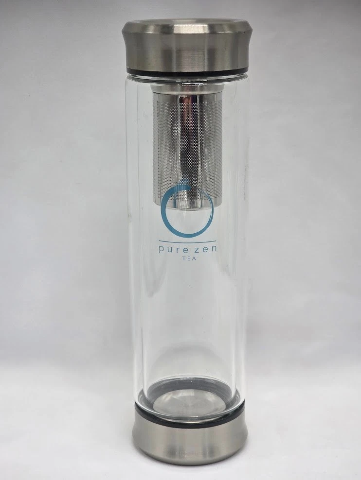 Pure Zen Tea Strainer Glass Bottle - Unused - Hot Beverage Bottle