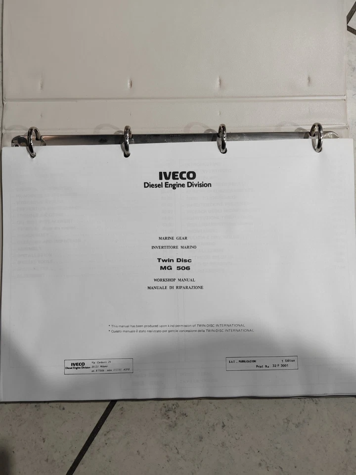 MANUALE RIPARAZIONE MOTORI IVECO FIAT MARINI INVERTITORE MARINO TWIN DISK MG 506 - Immagine 2 di 4