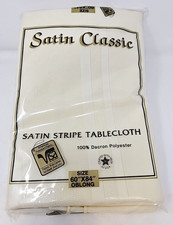 Vintage DuPont Satin Classic Tablecloth Ivory 60x84 New In Pkg Made in USA