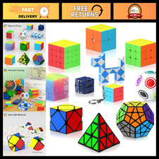 11 Pack Speed Cube Set - Fidget Puzzle Bundle 2x2 3x3 4x4 Pyramid Dodecahedron,