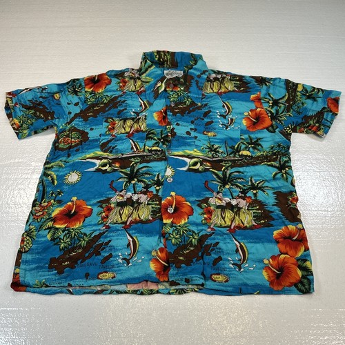 Vintage K Mart Hawaiian Style Shirt Men's Large 100% Rayon Aloha 1970's Luau - Image 1
