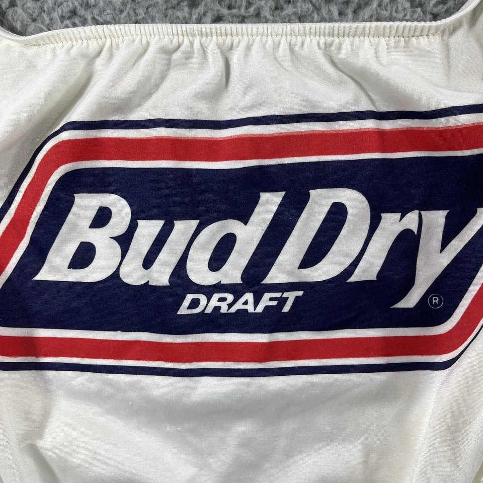 Vintage Bud Dry Beer One Piece Swimsuit Carabella Deadstock USA Womens 11/12 80s - Image 2 of 4