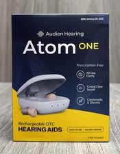 Audien Hearing Atom One OTC Hearing Aids Wireless, Rechargeable, Beige SEALED 