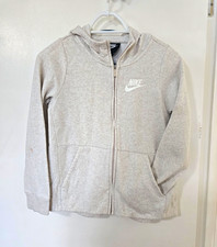 Nike Sportswear Women's Large Sand Full Zip Fleece Hoodie Sweatshirt Swoosh Logo