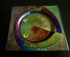 Signed Shepardson Studios Dichroic Fused Art Glass Dish/Coaster  5” Square — photo 9