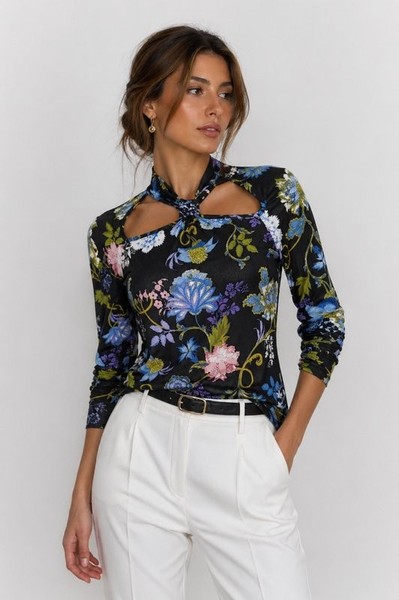 Women Karen Millen Shirt Black Elastane M