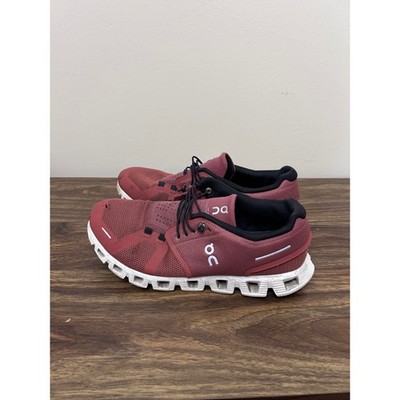On Cloud 5 Running Shoes Womens 10 Burgundy Maroon White Sneakers 59.98898