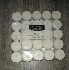 New Candle Lite Company 50 Ct Unscented Tea Light Candles