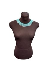 Handmade Turquoise Clear Beaded Necklace Fringe Statement Jewelry