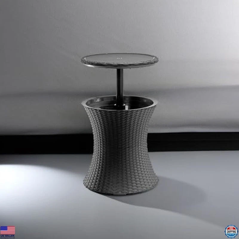 Keter Pacific Cool Bar 7,5 galões mesa de pátio ao ar livre e refrigerador de vinho, cinza escuro - Imagem 2 de 4