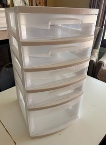 Sterilite 5-Drawer Stackable Plastic Storage Tower White/Clear 12.5x14.5x23.75
