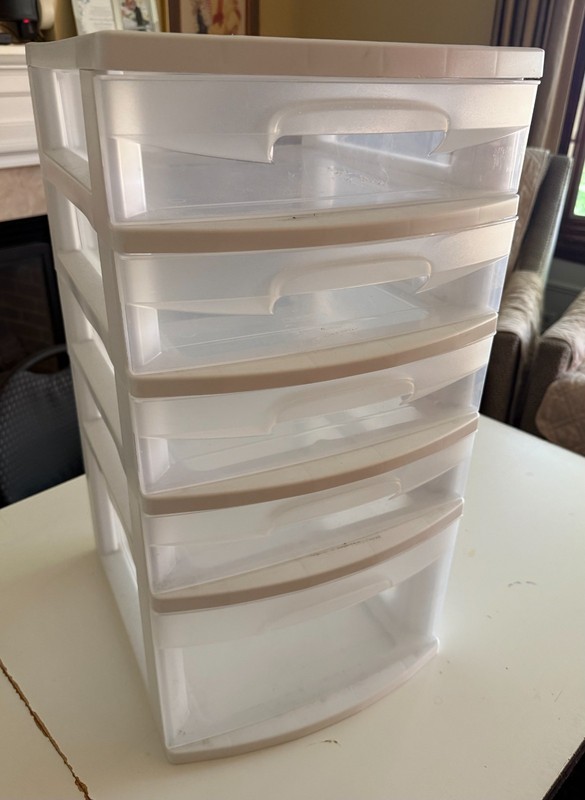 Sterilite 5-Drawer Stackable Plastic Storage Tower White/Clear 12.5x14.5x23.75