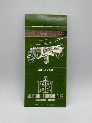 Vintage Biltmore Country Club Barrington IL Matchbook w/ Golf Course Map