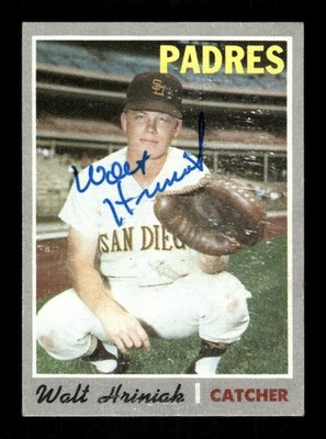 1970 Topps 392 Walt Hriniak RC (hitting coach) signed auto autograph blue sharpi
