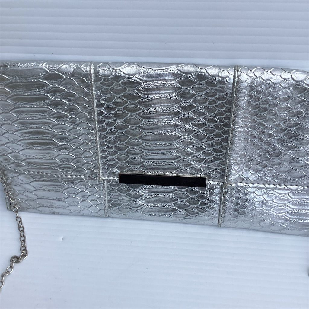 Expressions NYC Silver Crocodile Pattern Clutch H… - image 3