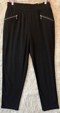 NWT Chico's Size 1 M Solid Black Relaxed Fit Pull On Ankle Pants 59.95