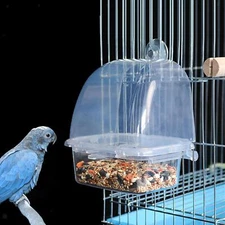 No-Mess Bird Feeder for Cage Clean Transparent Seed Food Container for Canary