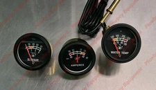 New TRACTOR Oil Amp Temperature Gauge Set for MANY Brands 2" BLACK BEZEL AG/IND