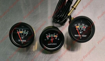New TRACTOR Oil Amp Temperature Gauge Set for MANY Brands 2'' BLACK BEZEL AG/IND