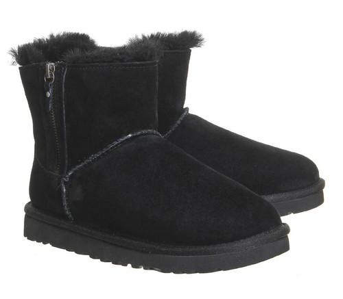kids classic mini Double Zip shearling Size 5 Colors Black On Black - Picture 4 of 4