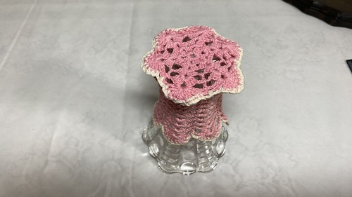 Vaso 5", bolla e barre vintage epoca depressione ancoraggio, trasparente con uncinetto - Foto 3 di 12