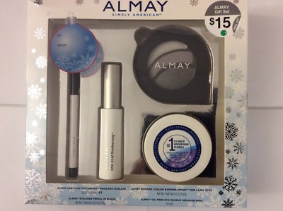 Almay Simply American Gift Set -For HAZEL Eyes ONE SET.LINER+MASCARA+PADS+SHADOW