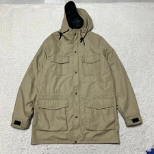 Vintage Eddie Bauer Jacket Men Large Long Tan Mountain Parka Wool Lined Utility