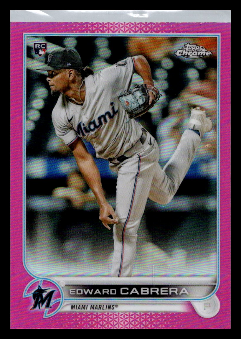 2022 Topps Chrome Pink Refractor Edward Cabrera Rookie #64 Miami Marlins