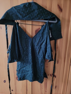 Zara Top M 38 JACQUARD ZWCOLLECTION Taillengürtel Petrol Shirt