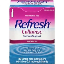 5 Pack Refresh Celluvisc Lubricant Eye Gel Single Use Containers 30 Each