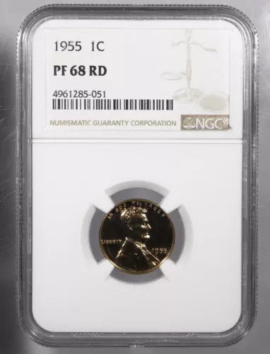 1955 1c Proof Lincoln Cent NGC PF68 RD Type Set!