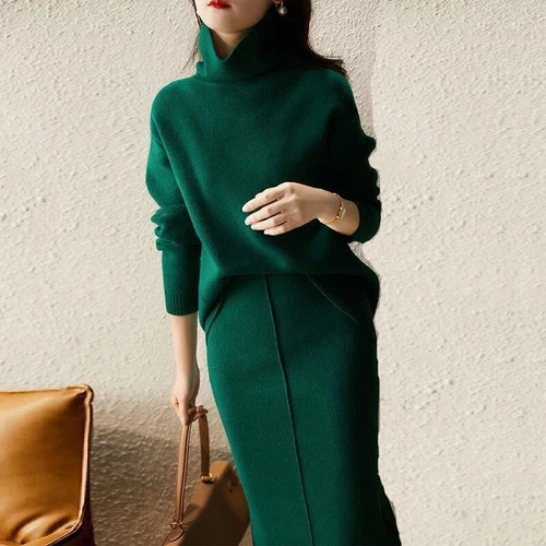 Autumn suit skirt 2 piece skirt set women winter sweater 2 piece outfit Sweater - Picture 28 of 28