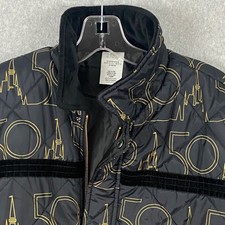 Disney 50 Anniversary Jacket Medium Black Gold Cinderella Castle Puffer
