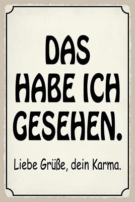 Blechschild 18x12 das habe ich gesehen dein Karma Wand Deko Bar Kneipe Sammler G