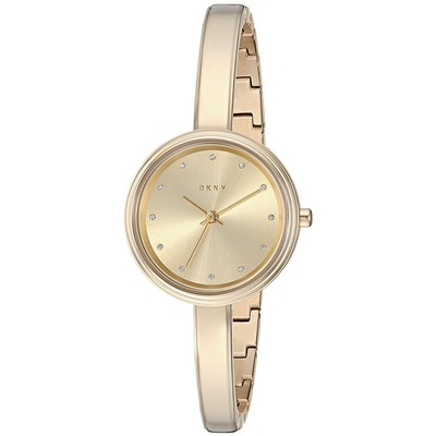 DKNY DAMEN-ARMBANDUHR 27MM ARMBAND EDELSTAHL GOLD + GEHÄUSE QUARZ NY2599