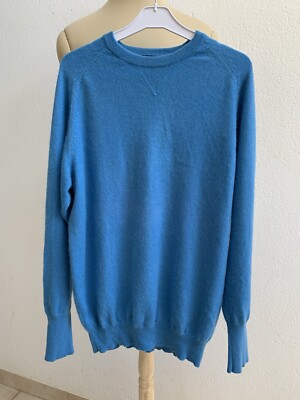 PAUL STUART sweater Size L Blue Cashmere Long Sleeve Made In Mongolia #Z33